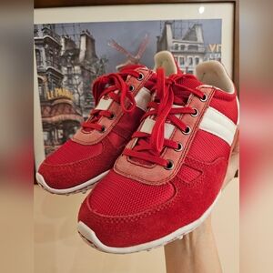 Diesel Red Sneakers with White Stripe Accents